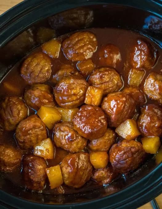 Titelbild für Crockpot Pineapple Barbecue Meatballs