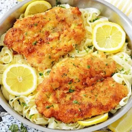 Titelbild für Romano Chicken With Lemon Garlic Pasta